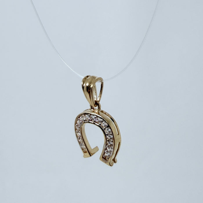 LA直輸入14K カリフォルニアゴールド 蹄 Hoof ペンダントトップ PT1634 チャーム 14金 資産価値 シンプル レディース メンズ プレゼント 本物 ラッキーシンボル お守り ペット 幸運 保証付き