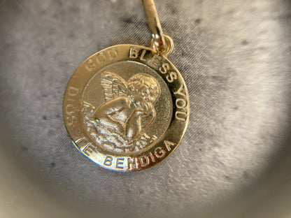 14K エンジェル コイン ペンダントトップ  PT2263 ネックレスチャーム ゴールド イエローゴールド シンプル お守り 幸運 レディース メンズ ユニセックス ギフト ARTAUM 輸入セレクト