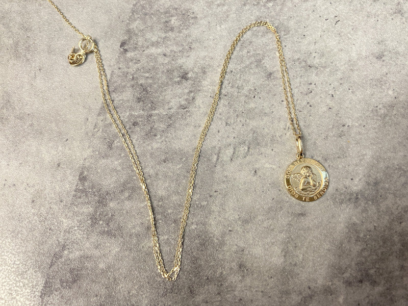 14K エンジェル コイン ペンダントトップ  PT2263 ネックレスチャーム ゴールド イエローゴールド シンプル お守り 幸運 レディース メンズ ユニセックス ギフト ARTAUM 輸入セレクト