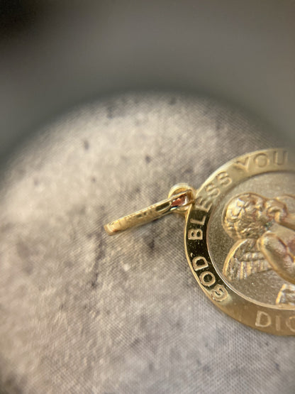 14K エンジェル コイン ペンダントトップ  PT2263 ネックレスチャーム ゴールド イエローゴールド シンプル お守り 幸運 レディース メンズ ユニセックス ギフト ARTAUM 輸入セレクト