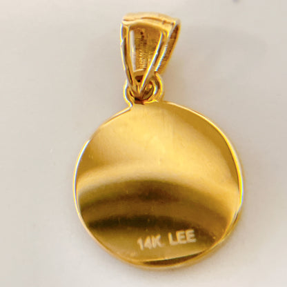 14K ゴールド スモールエンジェル ペンダントトップ ネックレス用 チャーム 丸型 コインモチーフ 天使デザイン ユニセックス ギフト