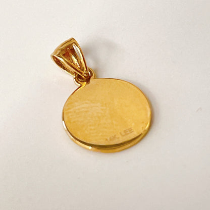 14K ゴールド スモールエンジェル ペンダントトップ ネックレス用 チャーム 丸型 コインモチーフ 天使デザイン ユニセックス ギフト