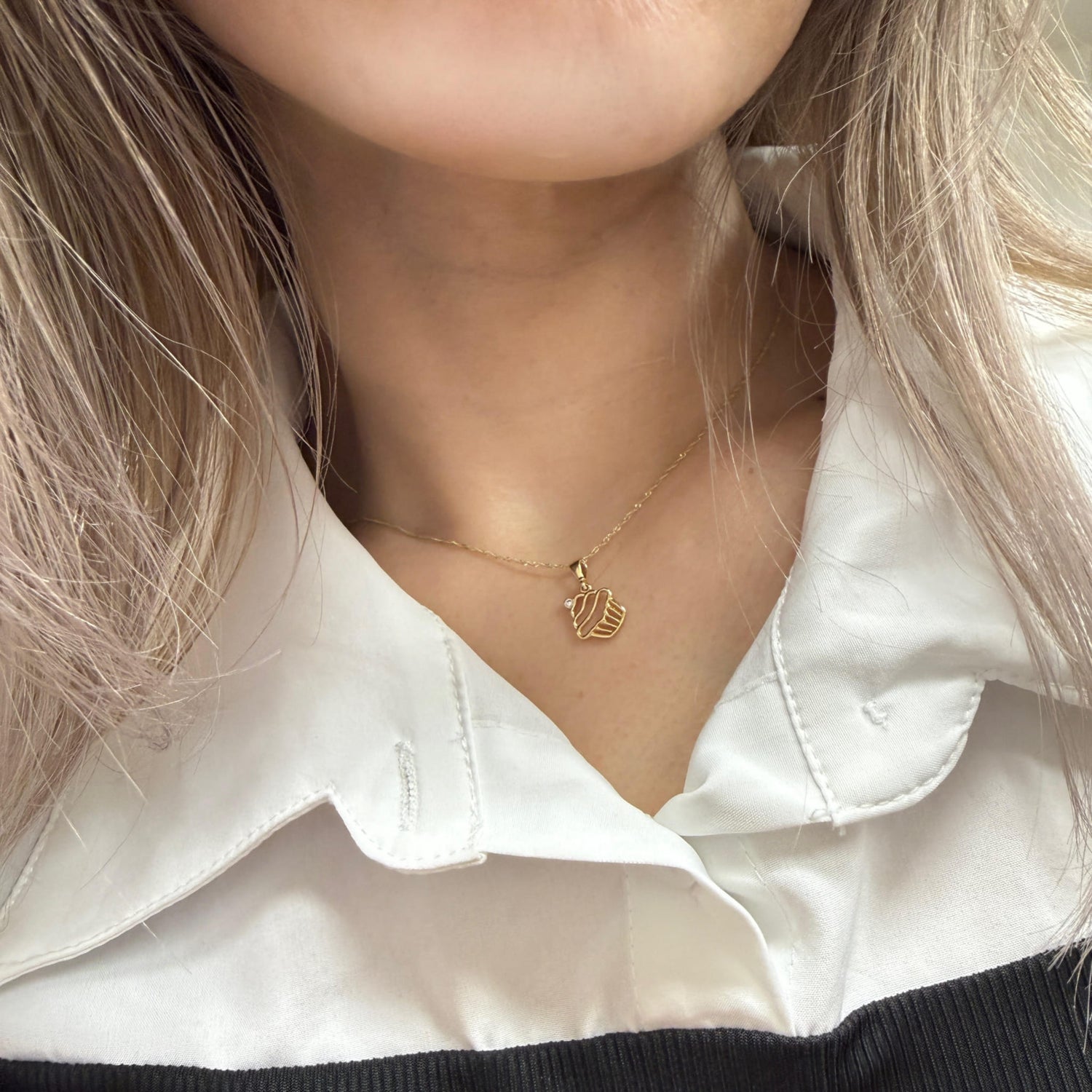 14K カップケーキ CZ ペンダントトップ