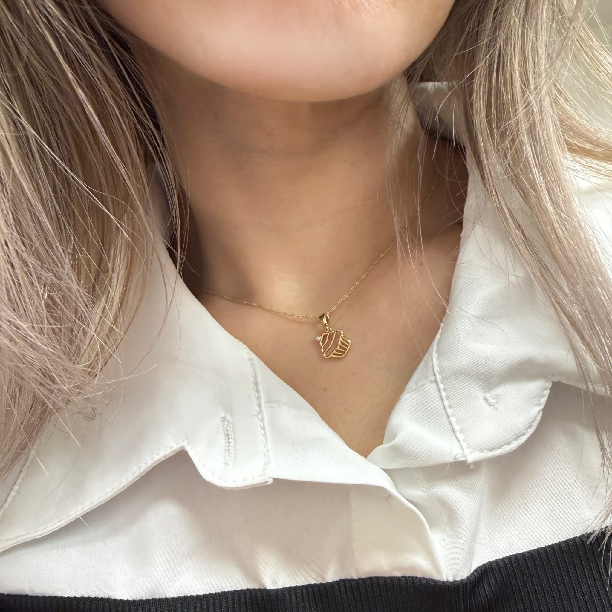 14K カップケーキ CZ ペンダントトップ