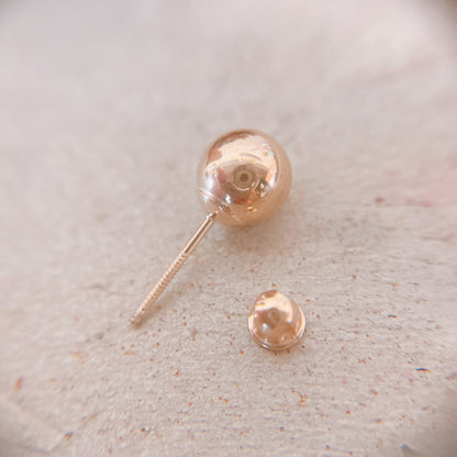 14K 直径6mm ボールスタッズ ピアス スクリューバック