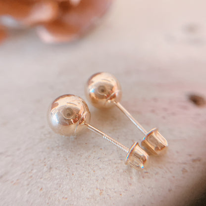 14K 直径6mm ボールスタッズ ピアス スクリューバック