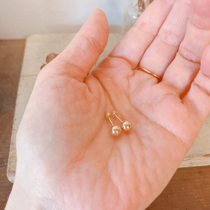 14K 直径6mm ボールスタッズ ピアス スクリューバック