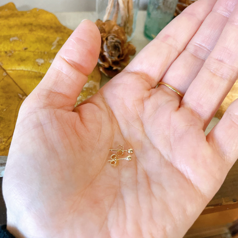 LA直輸入14K ピアス Ball Stud Pierce 3mm カリフォルニアゴールド 14金 資産価値 シンプル レディース メンズ プレゼント 本物 保証付き ST164
