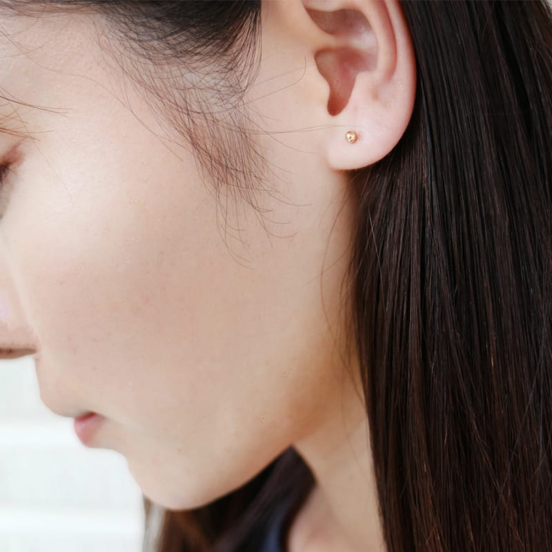 LA直輸入14K ピアス Ball Stud Pierce 3mm カリフォルニアゴールド 14金 資産価値 シンプル レディース メンズ プレゼント 本物 保証付き ST164