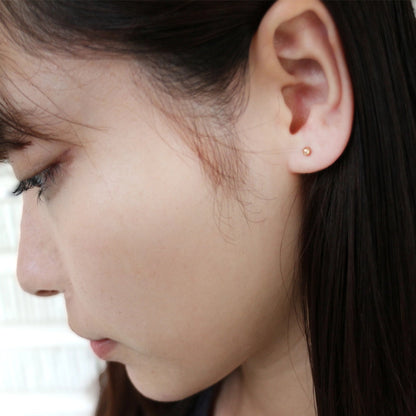 LA直輸入14K ピアス Ball Stud Pierce 3mm カリフォルニアゴールド 14金 資産価値 シンプル レディース メンズ プレゼント 本物 保証付き ST164