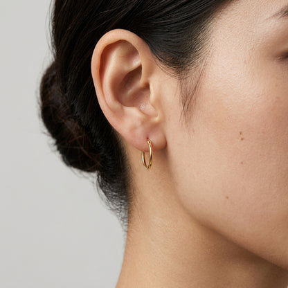 14K イエローゴールドフープピアス