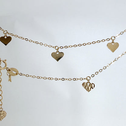 ARTAUM 14K ゴールド ハート ブレスレット アンクレット 20cm レディース 華奢 つけっぱなし 本物 ジュエリー デイリー ギフト 保証付き AB37-8