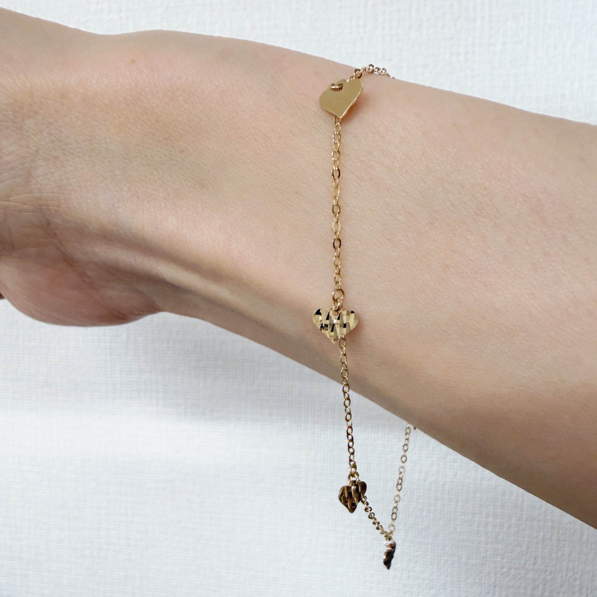ARTAUM 14K ゴールド ハート ブレスレット アンクレット 20cm レディース 華奢 つけっぱなし 本物 ジュエリー デイリー ギフト 保証付き AB37-8