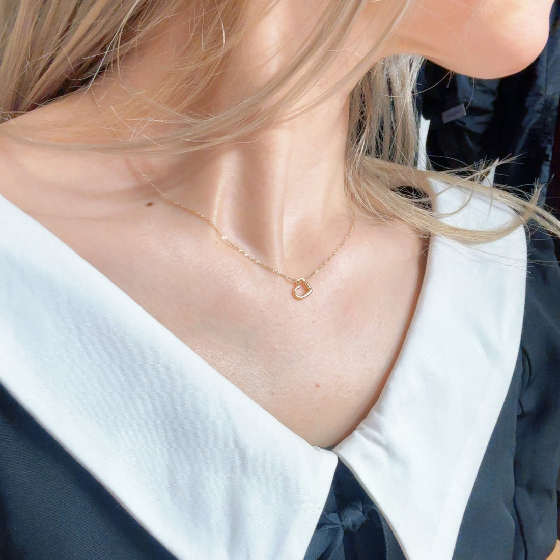 【14K 本物ゴールド】オープンハート ペンダントトップ 7.2×9mm／上品フォルムの抜け感ハート／デイリーに馴染むミニサイズ／ユニセックス／つけっぱなしOK／ギフト対応 BRF13106