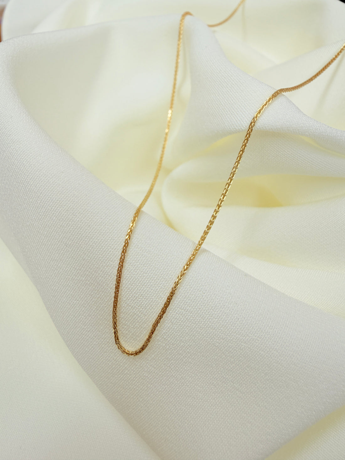 ARTAUM 14K ゴールド ウィートチェーン ネックレス 0.8mm 40cm レディース メンズ ユニセックス 小麦チェーン 上品 シンプル 本物 つけっぱなし 保証付き CH546-16