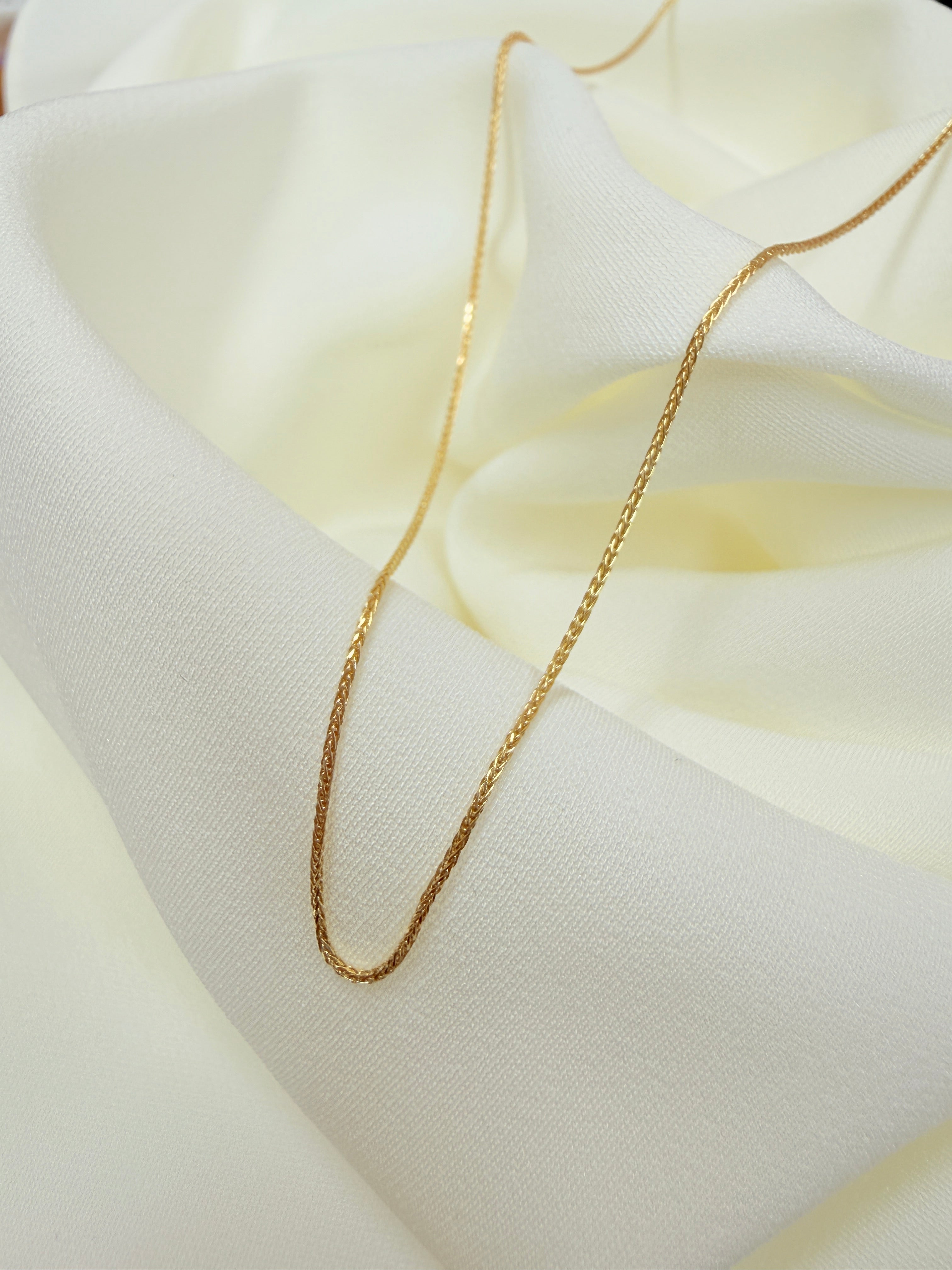 ARTAUM 14K ゴールド ウィートチェーン ネックレス 0.8mm 40cm レディース メンズ ユニセックス 小麦チェーン 上品 シンプル 本物 つけっぱなし 保証付き CH546-16