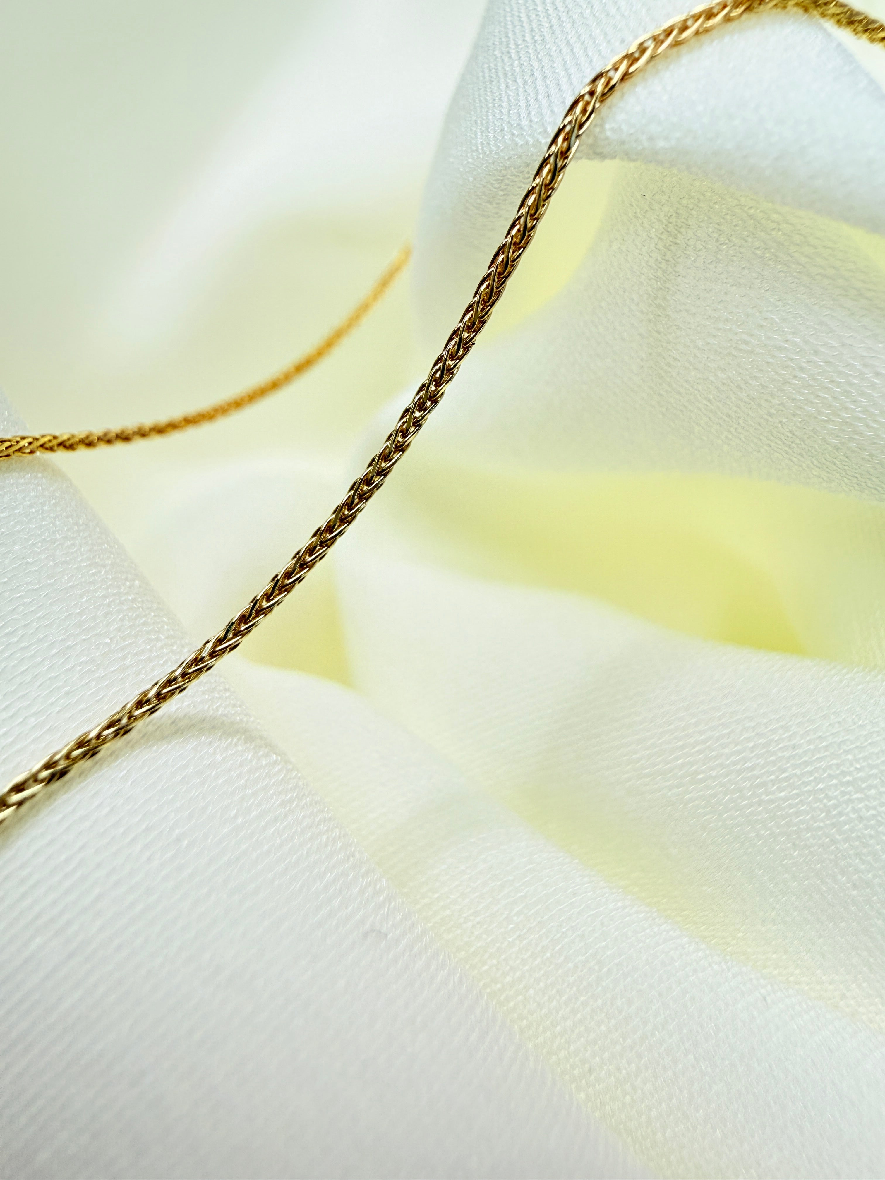 ARTAUM 14K ゴールド ウィートチェーン ネックレス 0.8mm 40cm レディース メンズ ユニセックス 小麦チェーン 上品 シンプル 本物 つけっぱなし 保証付き CH546-16