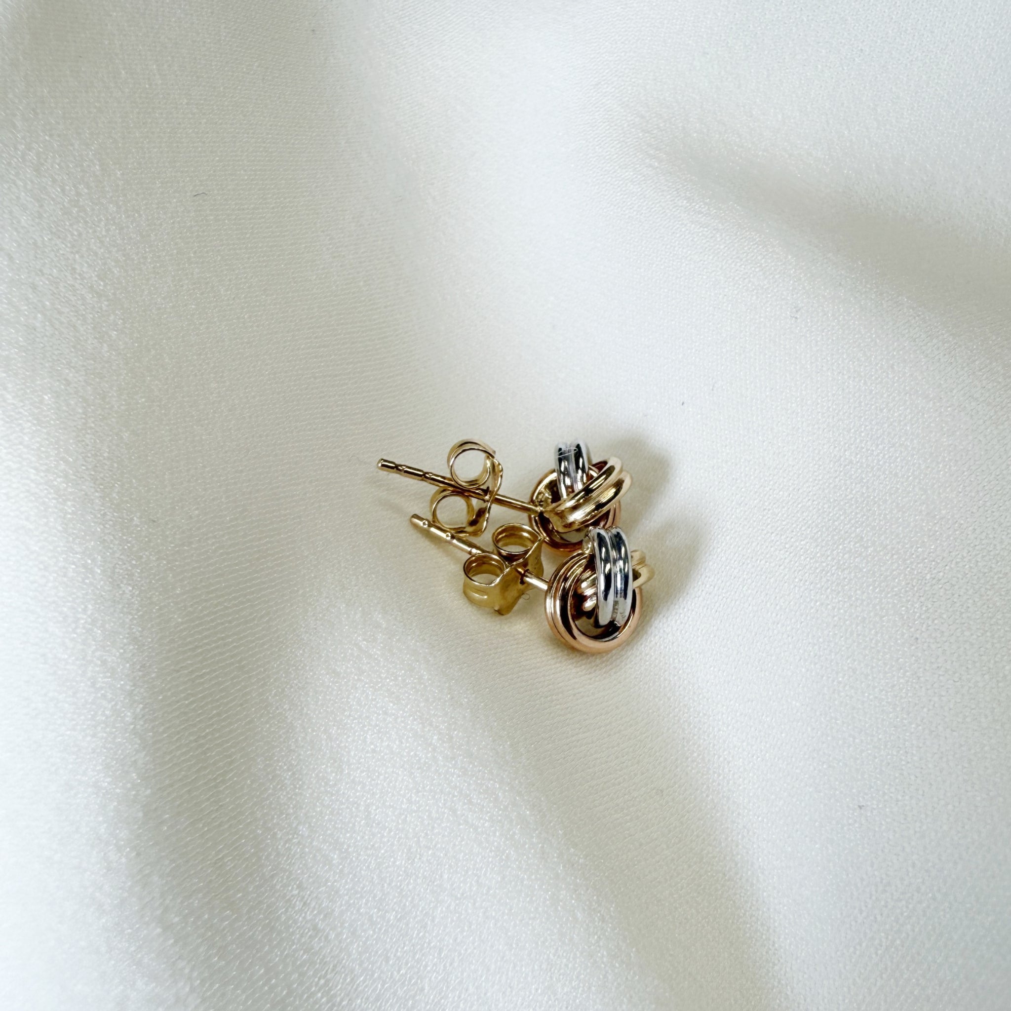 14K トリニティ ピアス 3カラー ゴールド ピアス ユニセックス シンプル 14金 LA直輸入 カリフォルニアゴールド ER719 保証付き