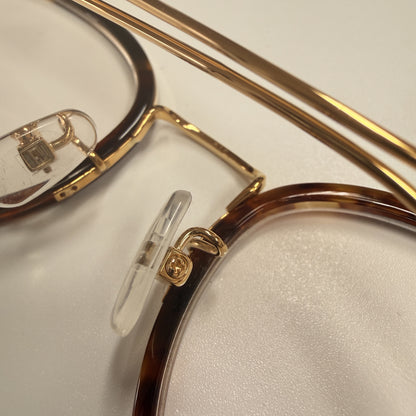 MIZ JAPAN 18K メガネフレーム MI-1011 K18 フォックス型 ウェリントン 眼鏡 K18YG アセテート 茶デミ ゴールド 水島眼鏡 レディース メンズ 日本製 本物 資産価値 ケース付き