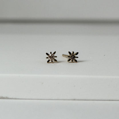 14K イエローゴールド コンパススターピアス ダイヤモンド付き スタッドピアス つけっぱなしOK ギフトにもおすすめ ARTAUM輸入セレクト MTF-2006