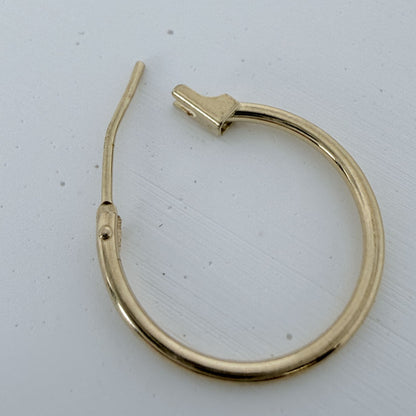 LA直輸入 14K イエローゴールド 16mm ラウンドフープピアス シンプル 1.2mm ラウンドチューブ クリックフープ 本物ゴールド ピアス