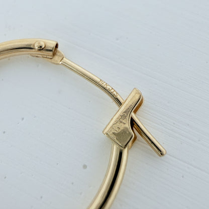 LA直輸入 14K イエローゴールド 16mm ラウンドフープピアス シンプル 1.2mm ラウンドチューブ クリックフープ 本物ゴールド ピアス