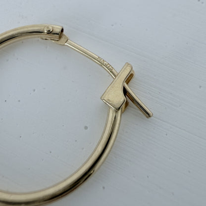 LA直輸入 14K イエローゴールド 16mm ラウンドフープピアス シンプル 1.2mm ラウンドチューブ クリックフープ 本物ゴールド ピアス