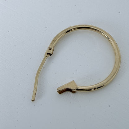 LA直輸入 14K イエローゴールド 16mm ラウンドフープピアス シンプル 1.2mm ラウンドチューブ クリックフープ 本物ゴールド ピアス