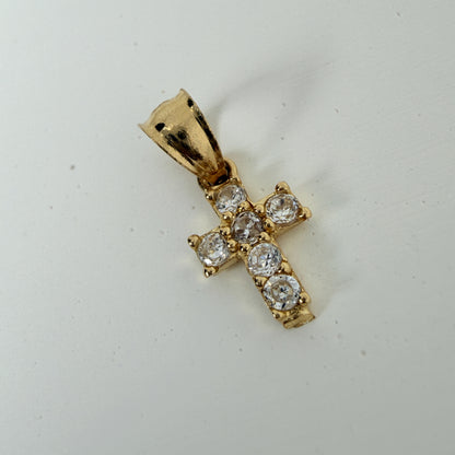 LA直輸入14K Gold Cross ペンダントトップ NE046 キュービックジルコニア 小ぶりクロス ユニセックス 本物の金 デイリー対応 ギフト 永久買い取り保証