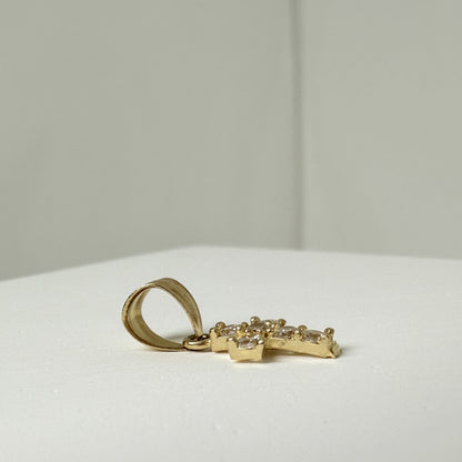 LA直輸入14K Gold Cross ペンダントトップ NE046 キュービックジルコニア 小ぶりクロス ユニセックス 本物の金 デイリー対応 ギフト 永久買い取り保証