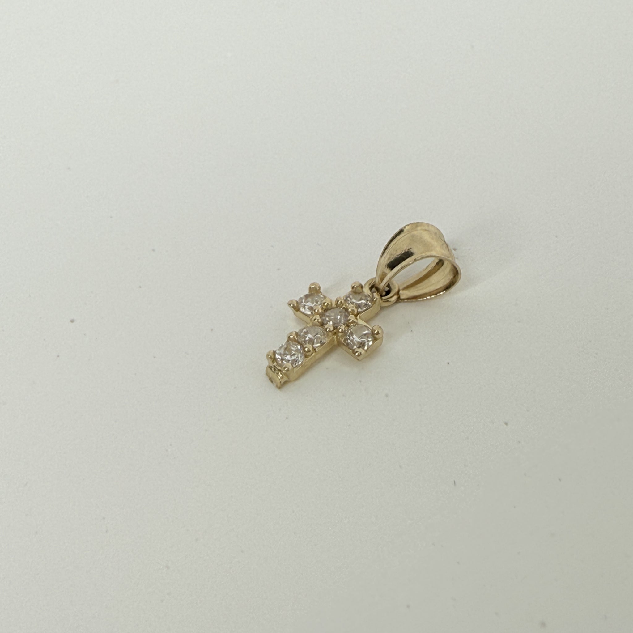 LA直輸入14K Gold Cross ペンダントトップ NE046 キュービックジルコニア 小ぶりクロス ユニセックス 本物の金 デイリー対応 ギフト 永久買い取り保証