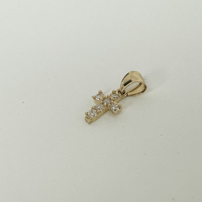 LA直輸入14K Gold Cross ペンダントトップ NE046 キュービックジルコニア 小ぶりクロス ユニセックス 本物の金 デイリー対応 ギフト 永久買い取り保証