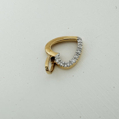 14K ダイヤモンド オープンハート ペンダントトップ 10mm｜本物の金×天然ダイヤ×つけっぱなしOK｜大人可愛いジュエリー PAF30693