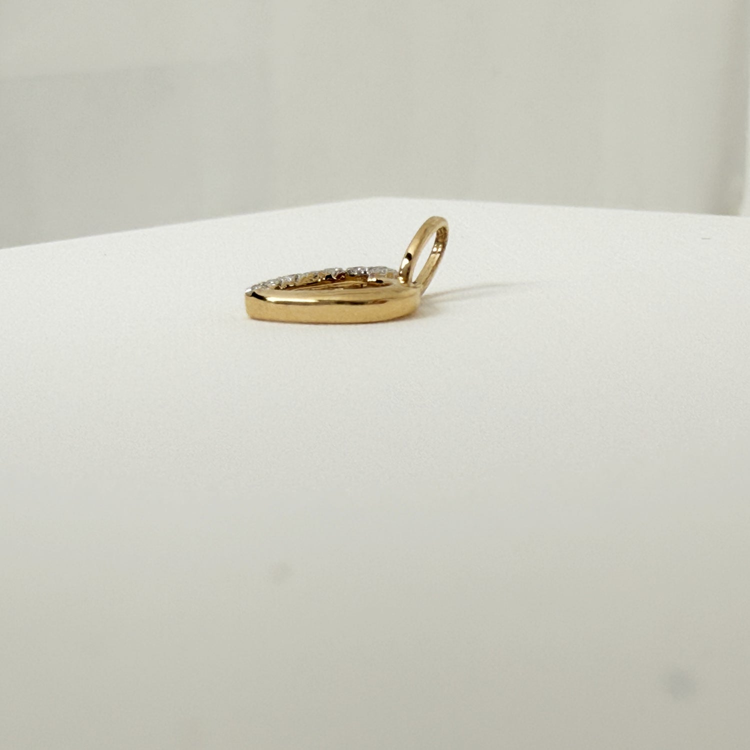 14K ダイヤモンド オープンハート ペンダントトップ 10mm｜本物の金×天然ダイヤ×つけっぱなしOK｜大人可愛いジュエリー PAF30693