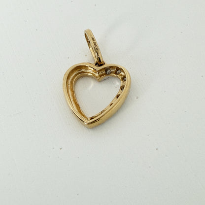 14K ダイヤモンド オープンハート ペンダントトップ 10mm｜本物の金×天然ダイヤ×つけっぱなしOK｜大人可愛いジュエリー PAF30693