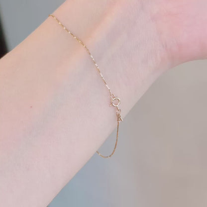 ARTAUM 普段着に合うジュエリー直輸入 14K Gold Yellow 0.5mm Classic Box Chain NE030 ブレスレット 17cm レディース ユニセックス 14K 資産価値 華奢 シンプル 本物 保証付き