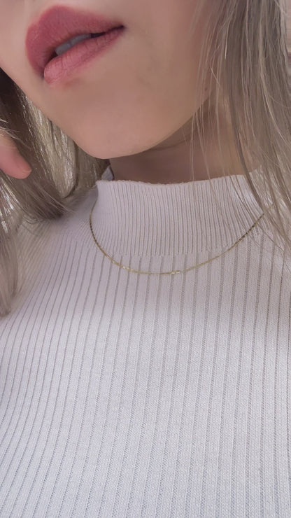 1.3mm Flat Valentino Chains Necklace 40cm｜K14 イエローゴールド｜ARTAUM
