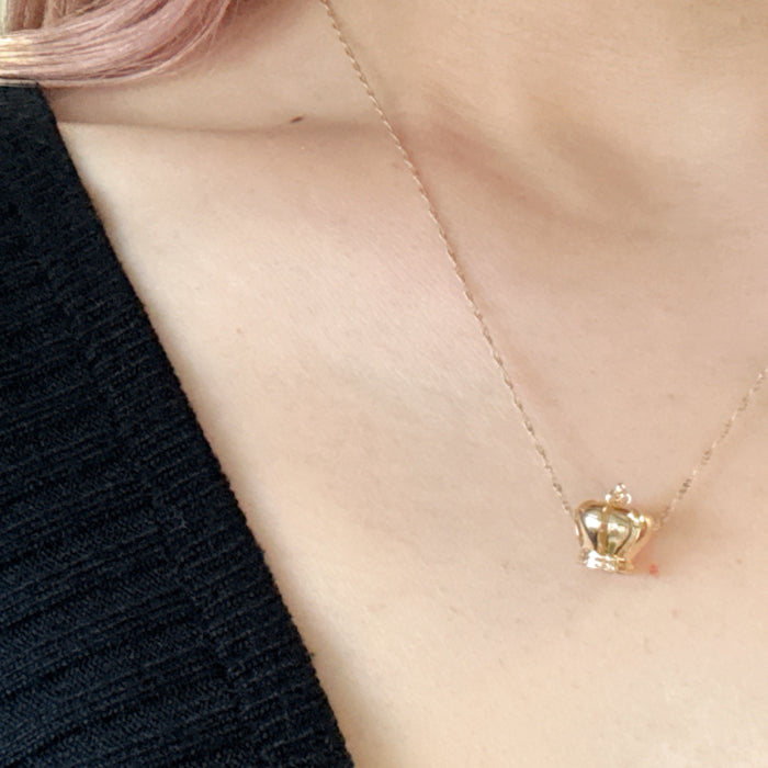 14K ゴールド クラウン チャーム ペンダントトップ ネックレス 14金 Crown Charm 王冠 PT2508ミニマル 大人カジュアル ユニセックス ペット ギフト ARTAUM