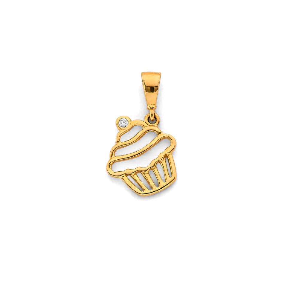 14K カップケーキ CZ ペンダントトップ