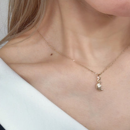14K Moon ペンダントトップ  PT474 ネックレス チャーム ゴールド イエローゴールド シンプル お守り 幸運 レディース メンズ ユニセックス ギフト ARTAUM 輸入セレクト